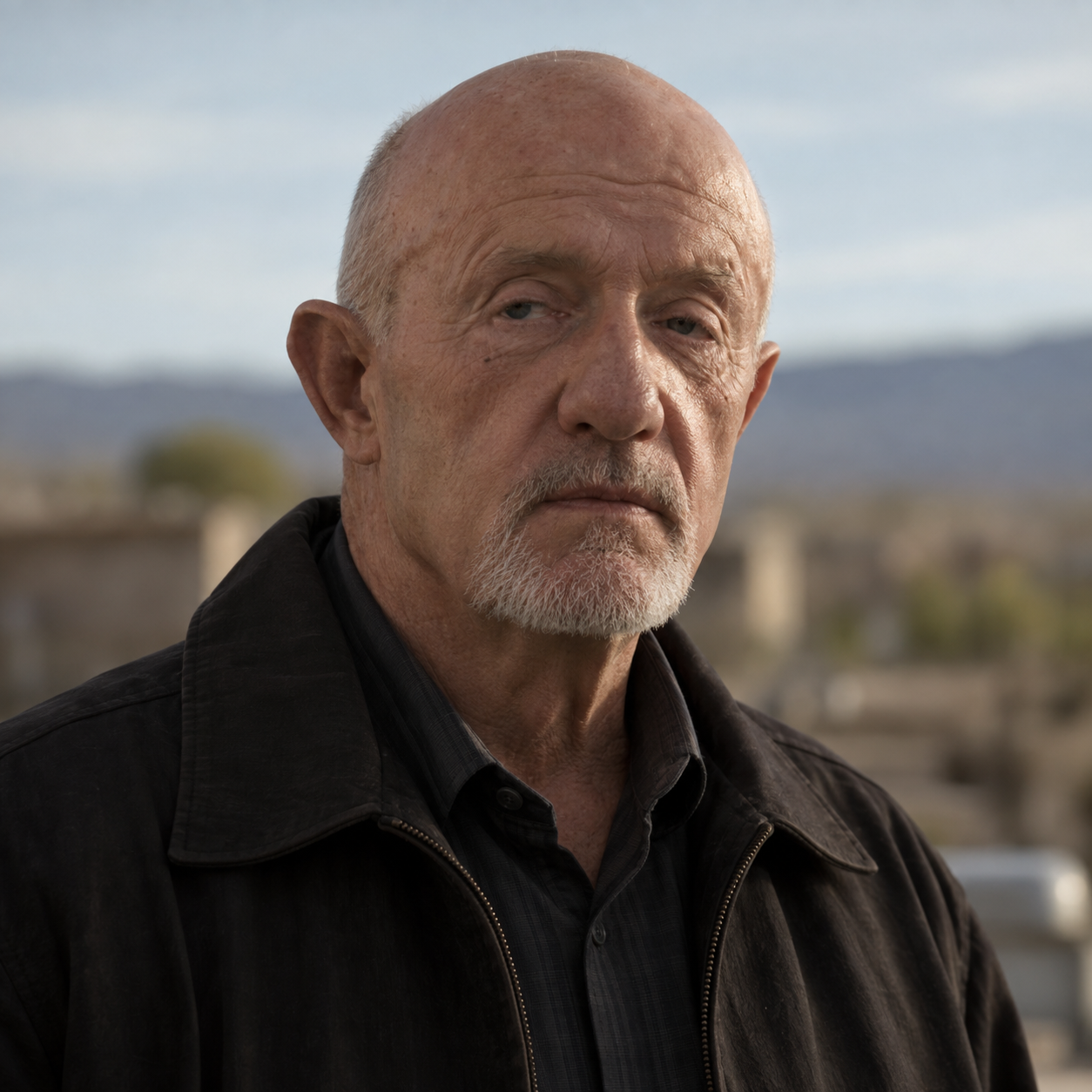 Jonathan Banks as Mike Ehrmantraut in Breaking Bad, in a head-and-shoulders character portrait.
