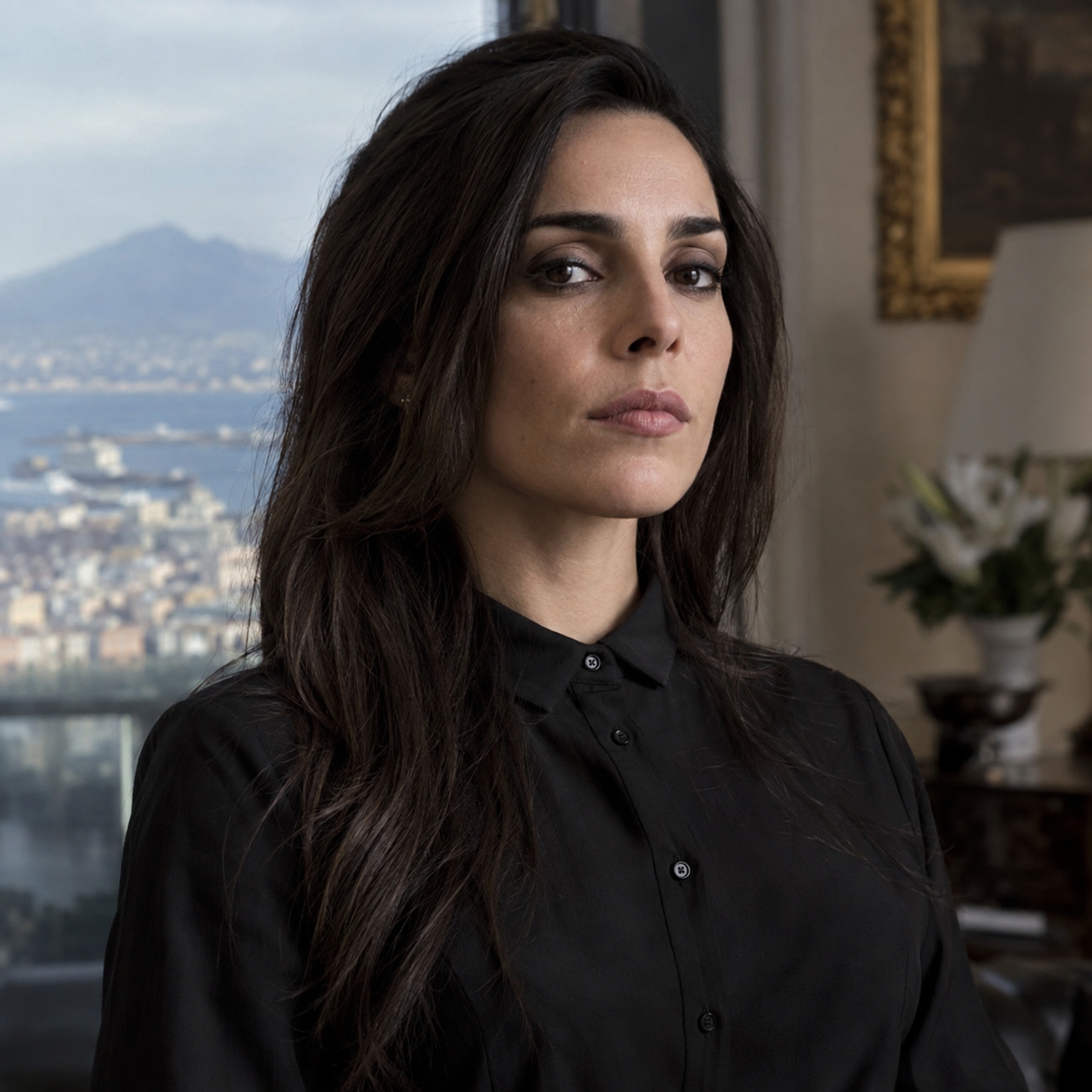 Head-and-shoulders portrait of Cristiana Dell'Anna as Patrizia in Gomorrah.