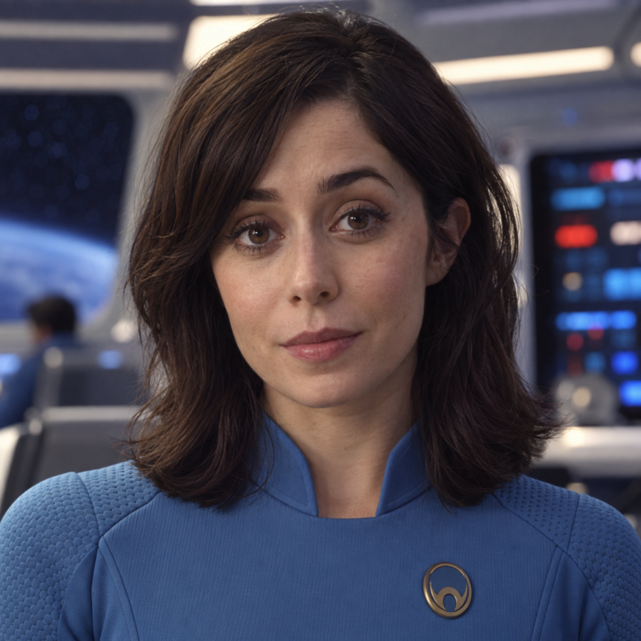 Cristin Milioti as Nanette Cole in Black Mirror: USS Callister, in a head-and-shoulders character portrait.