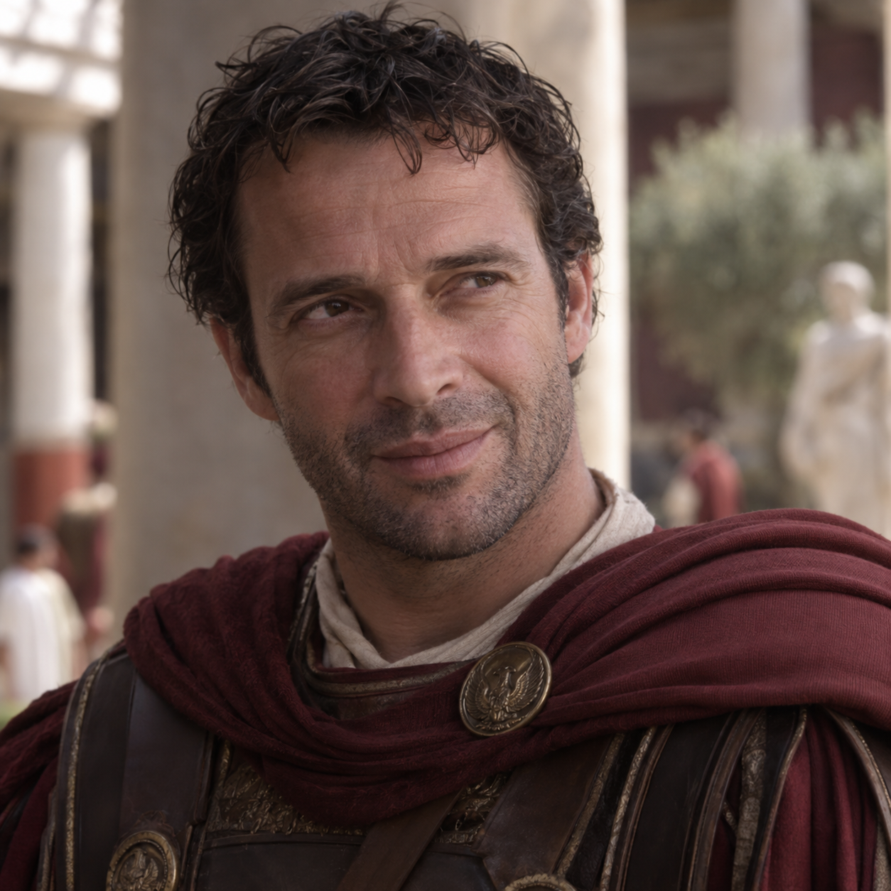 Head-and-shoulders portrait of James Purefoy as Mark Antony in Rome.