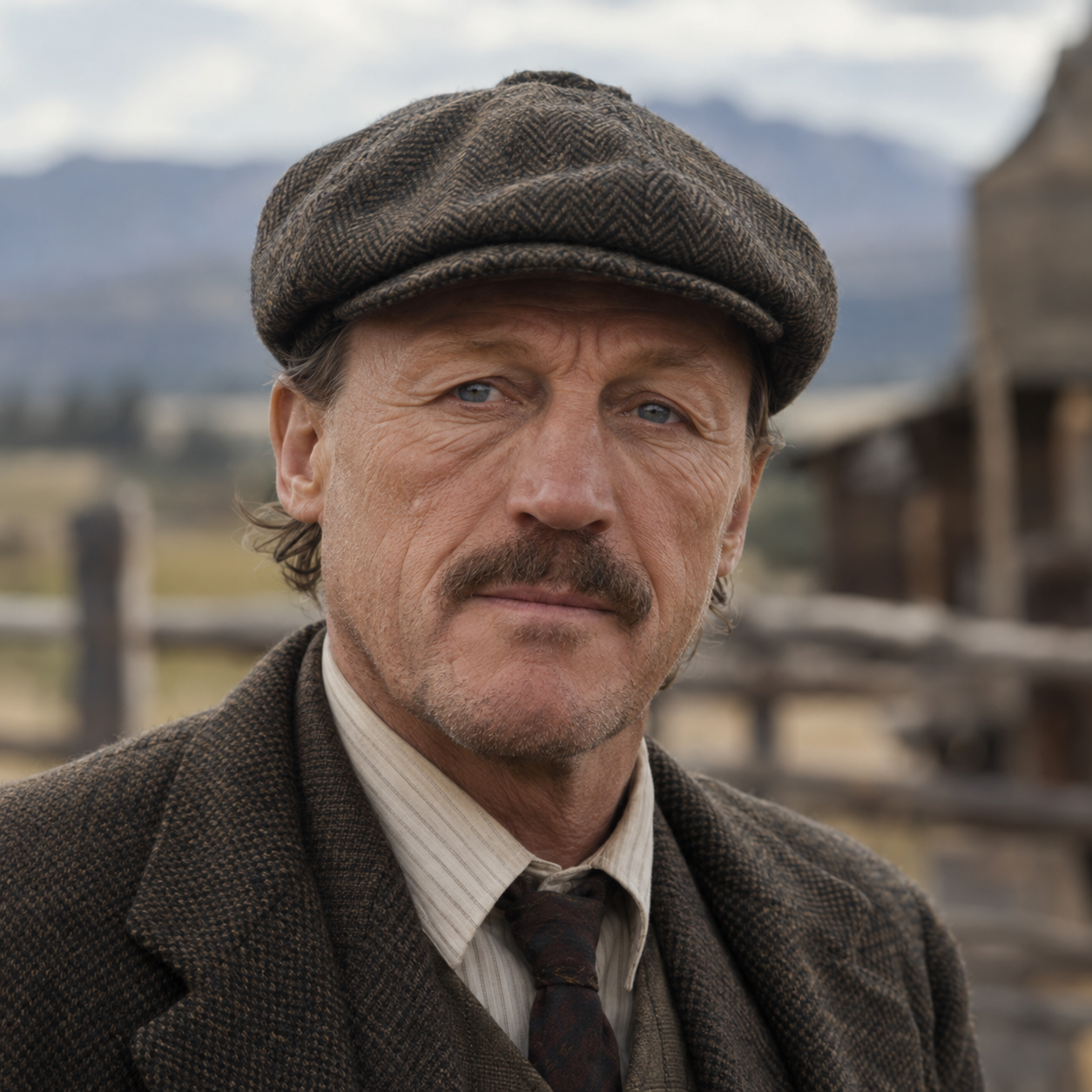 Jerome Flynn as Banner Creighton in 1923, in a head-and-shoulders character portrait.