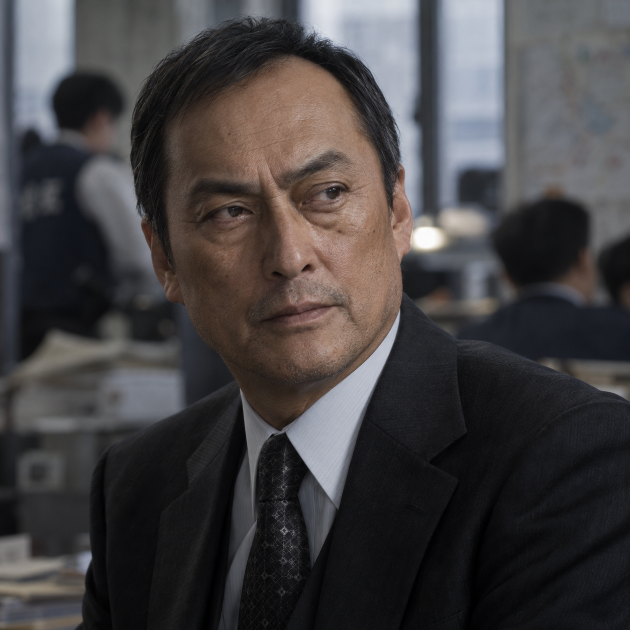 Head-and-shoulders portrait of Ken Watanabe as Hiroto Katagiri in Tokyo Vice.