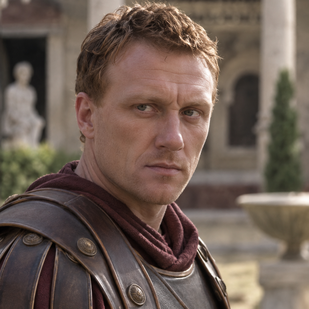 Head-and-shoulders portrait of Kevin McKidd as Lucius Vorenus in Rome.